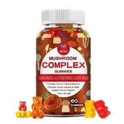MENXI Mushroom Complex Gummies with Lions Mane, Reishi & Chaga - Immune Support & Cognitive Health Supplement, 60 Count