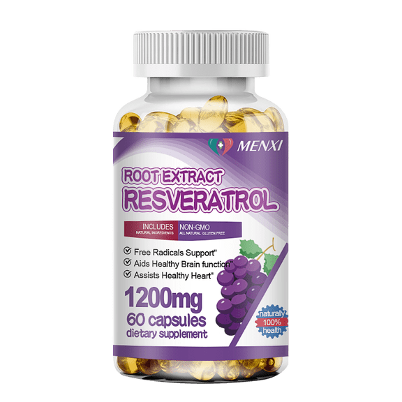 MENXI Resveratrol - 1200mg Per Serving Max Strength Antioxidant Supplement, Trans-Resveratrol Pills for Heart Health60 capsules