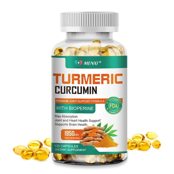 MENXI Turmeric Curcumin 95% 2000mg with BioPerine Black Pepper Extract High Absorption Triple Strength Capsules120 Capsules