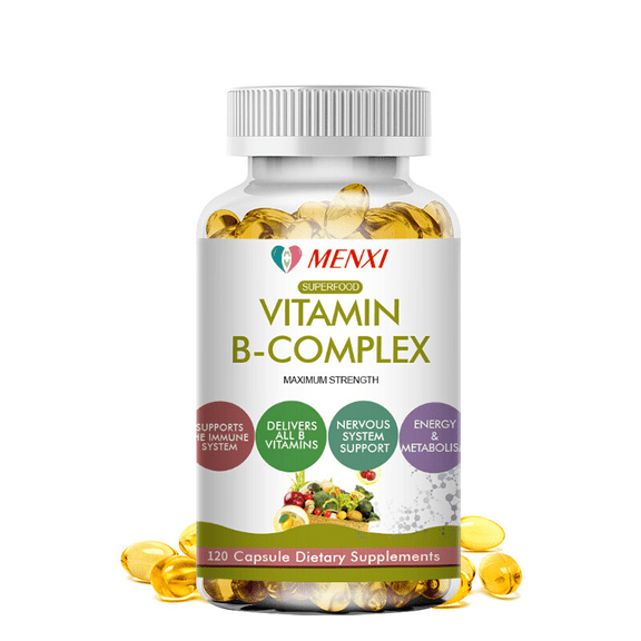 MENXI Vitamin B Complex - High Potency B Vitamins with B1, B2, B3, B6, B12, Folate & Biotin for Energy Support & Nervous System Health, 120 Capsules
