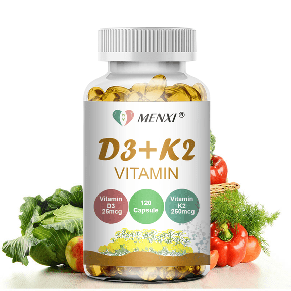 MENXI Vitamin K2 MK7 with D3 10000 IU Supplement, Immune Support and Calcium Absorption, 120 Capsules