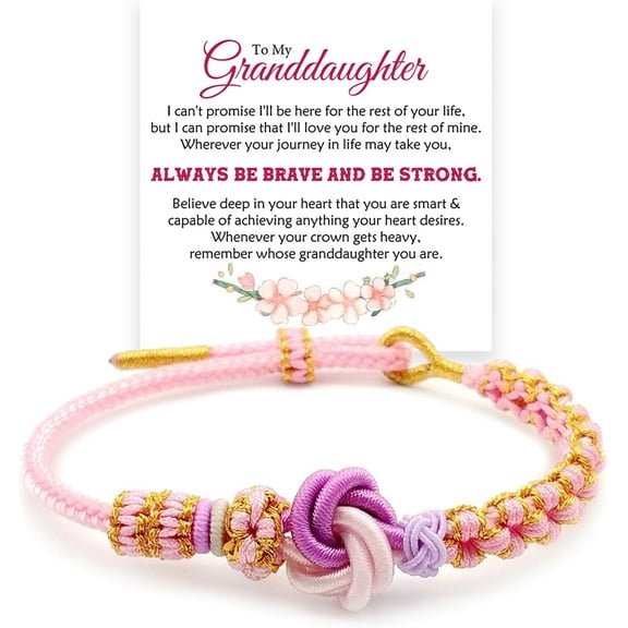 MEONFY Blossom Knot Bracelet, Granddaughter Bracelet From Grandma - Always Be Brave and BeStrong, Adjustable Braided Bracelet