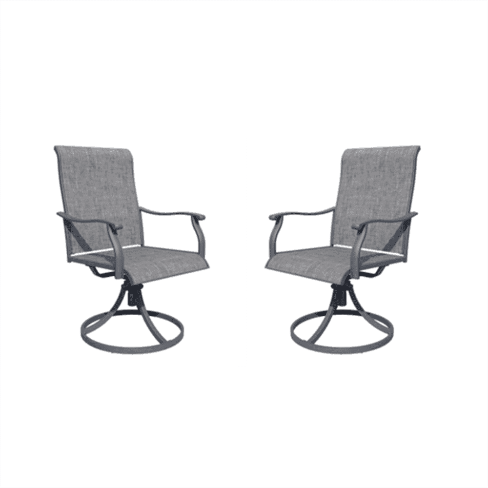 MEOOEM 360° Swivel Outdoor Patio Chairs Set of 2, Grey Textilene Fabric & Metal Frame Patio Swivel Rocker Chairs 450LBS for Outside, Porch, Lawn