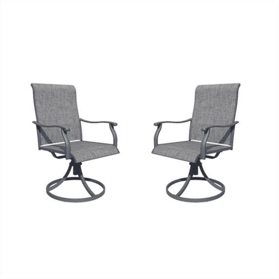 MEOOEM 360° Swivel Outdoor Patio Chairs Set of 2, Grey Textilene Fabric & Metal Frame Patio Swivel Rocker Chairs 450LBS for Outside, Porch, Lawn