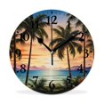 MEOSLZUT 10 inch Round Wall Clock,Hawaii Tropical Beach Lovely,Silent