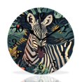 MEOSLZUT 10 inch Round Wall Clock,Zebra Leaves Animal Elaborate
