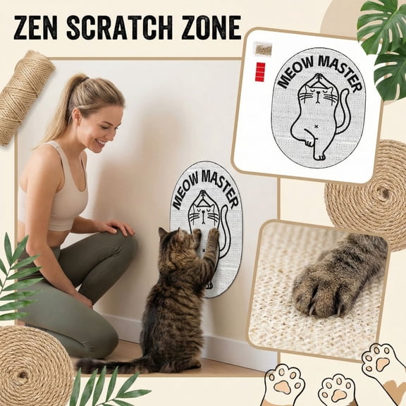 MEOW MASTER Cat Scratching Pad Wall Mount - Durable Vertical Wall Protector,Anti-Scratch Non-Slip Cat Scratcher for Indoor Walls & Furniture,2-Pack Heavy Duty Cat Scratch Board for Cats That Climb