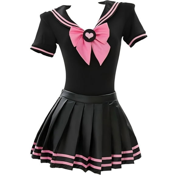 MEOWCOS Bodysuit for Women Cute Onesie Skirt Set Romper with Bowknot, S