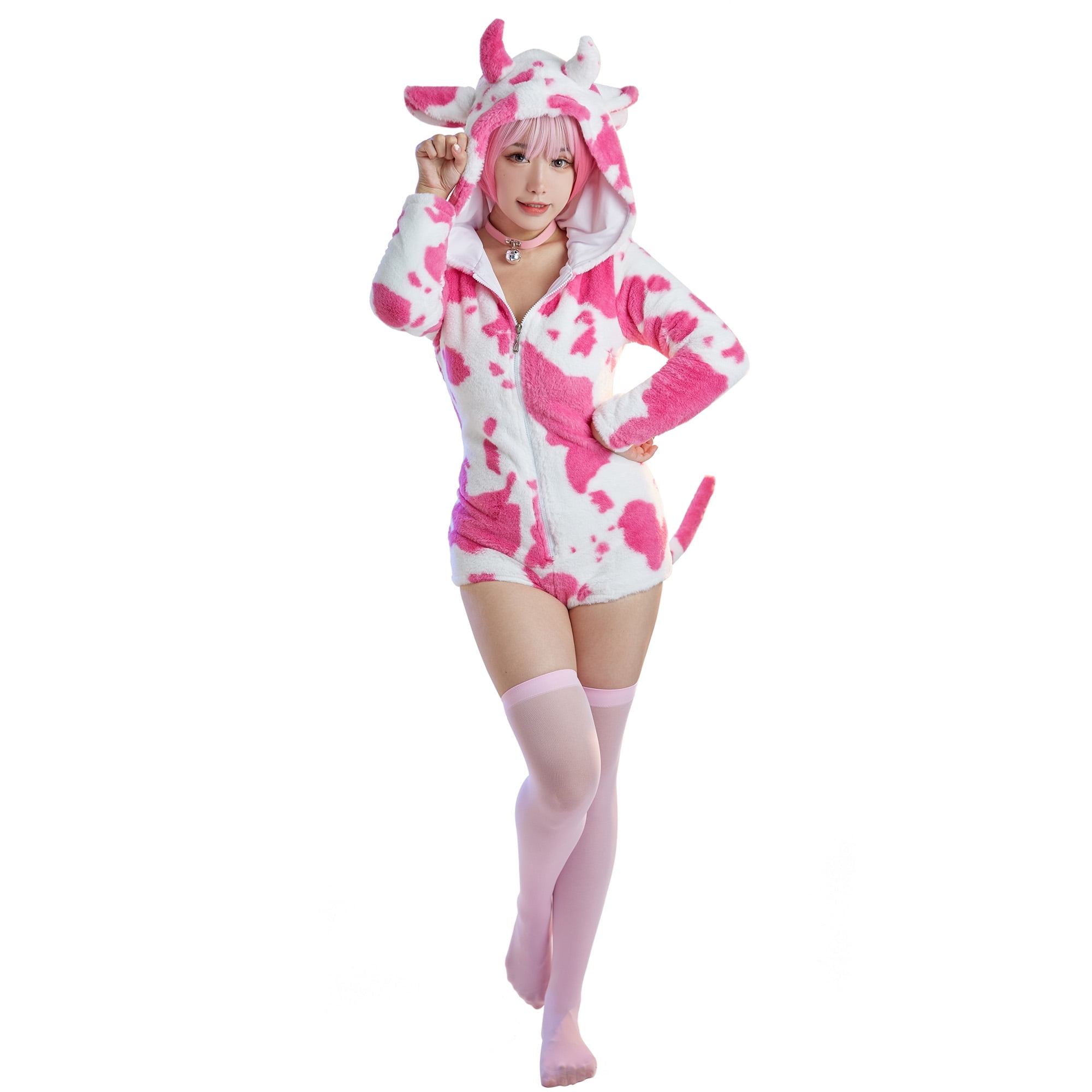 Toddler Bubble Cow Costume - Plush Hooded Bodysuit With Udder & Tail, Includes Shoe Covers 4 thumbnail image