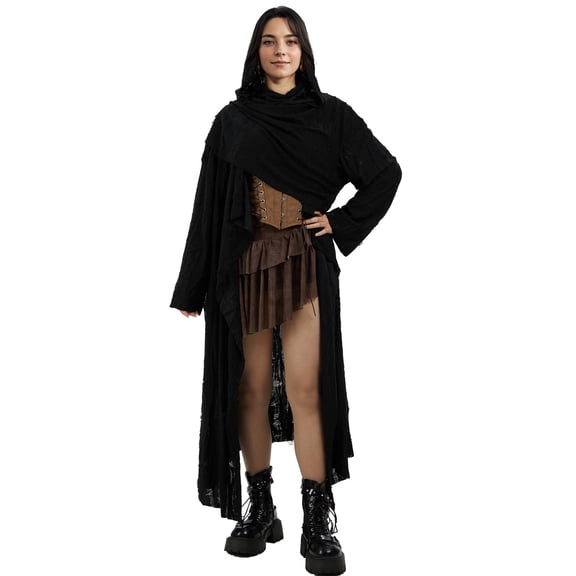MEOWCOS Women Gothic Hooded Cloak Trench Coat Autumn and Winter long Hoodies Robe Long Maxi Cloak Coat for Halloween