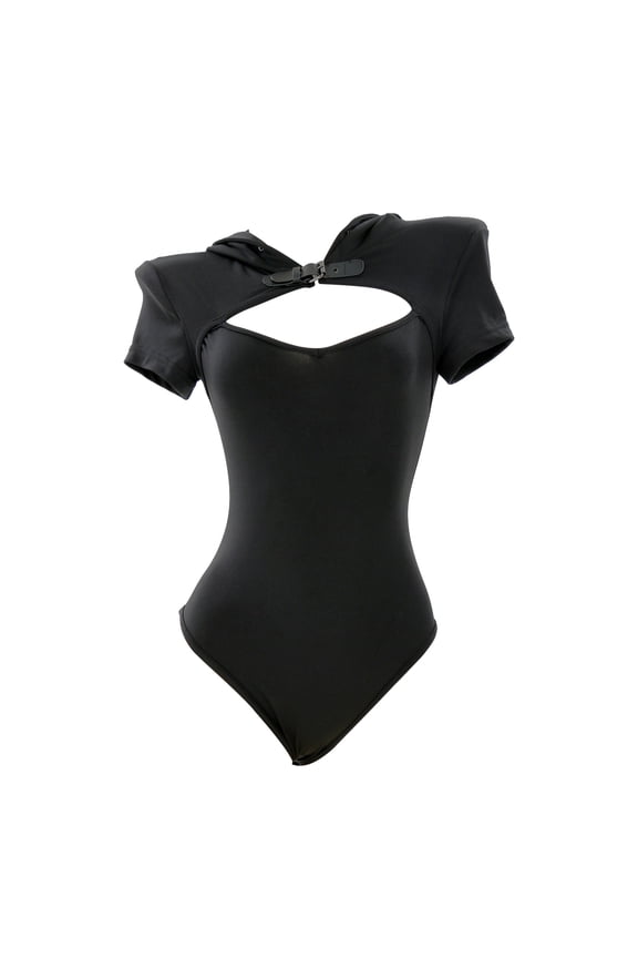 Women's Bodysuit Cute Hoodie Romper Onesie Pajamas Bodysuit Short Sleeves Cat Women Cosplay Costumes