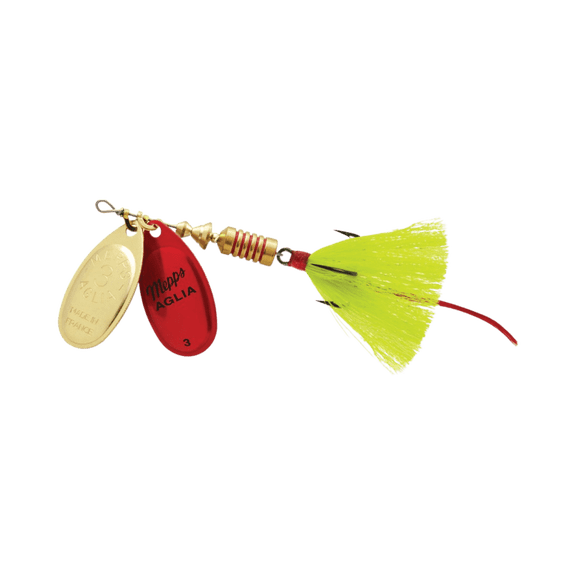MEPPS DOUBLE BLADE AGLIA 5/16OZ - #3 - GOLD/RED PLAT-YELLOW