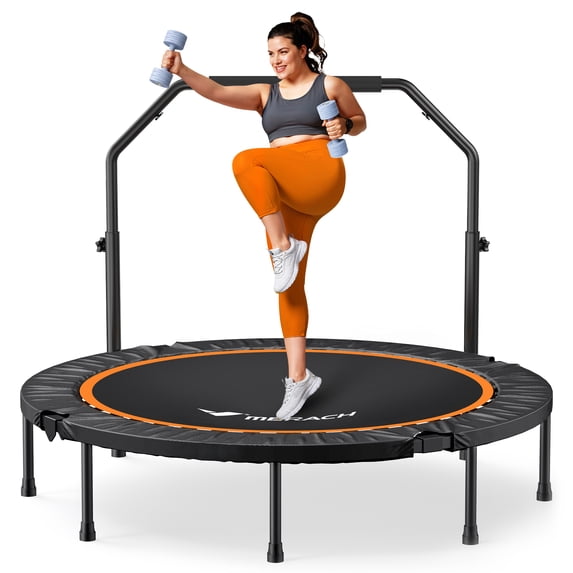 MERACH 48" Mini Trampoline with Handle, Foldable Fitness Rebounder for Adults and Kids, 450 lbs Capacity