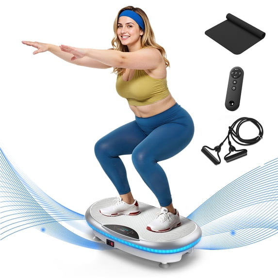 MERACH 4D Vibration Plate Exercise Machine, 120 Speed Levels, 440W Motor, Full Body Vibration Platform with Bluetooth Speaker, LED Lights, Resistance Bands, 440 lb Capacity