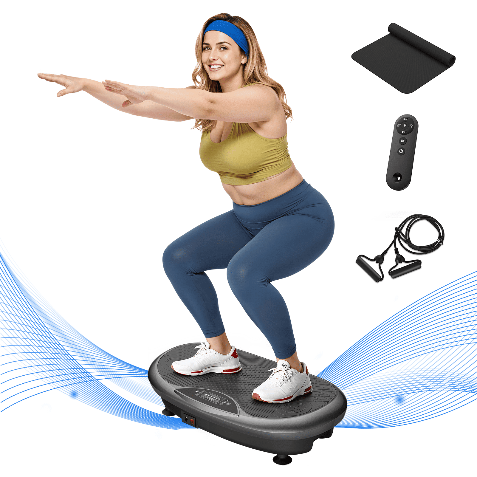 MERACH 4D Vibration Plate Exercise Machine, 120 Speed Levels, 440W Motor, Full-Body Vibration Platform with Bluetooth Speaker, LED Lights, Resistance Bands, 440 lb Capacity