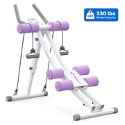 MERACH Ab Machine 4-Level Adjustable Ab Workout Equipment with LCD Display, Foldable Core Trainer for Home Gym, White and Purple