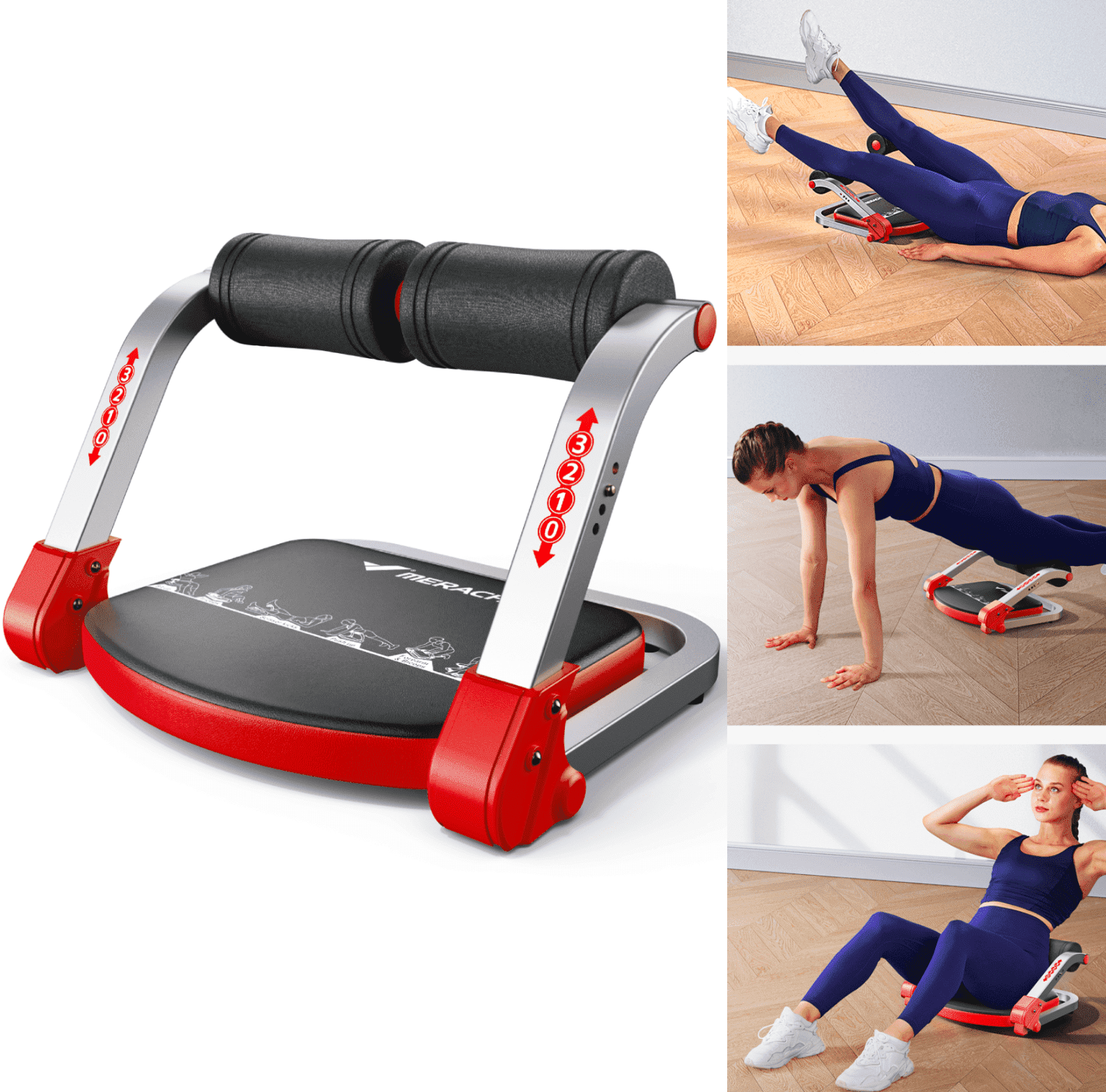 MERACH Ab Machine, Stomach Workout Equipment with 3 Resistance Levels and Auto-Rebound Feature, Sit-Up Equipment Supporting Up to 330 LBS