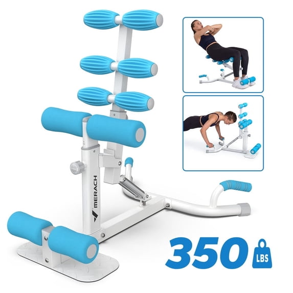MERACH 350lbs Capacity Deep Squat Machine for Glutes Workout, Adjustable Glutes Trainer for Home Gym, White&Blue