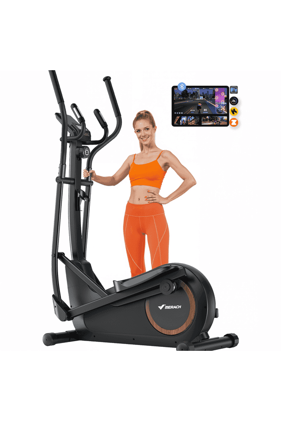 Elliptical Machine with 16 Resistance Levels, Quiet Home Cardio Fitness Equipment, 16.5"–19" Stride Options
