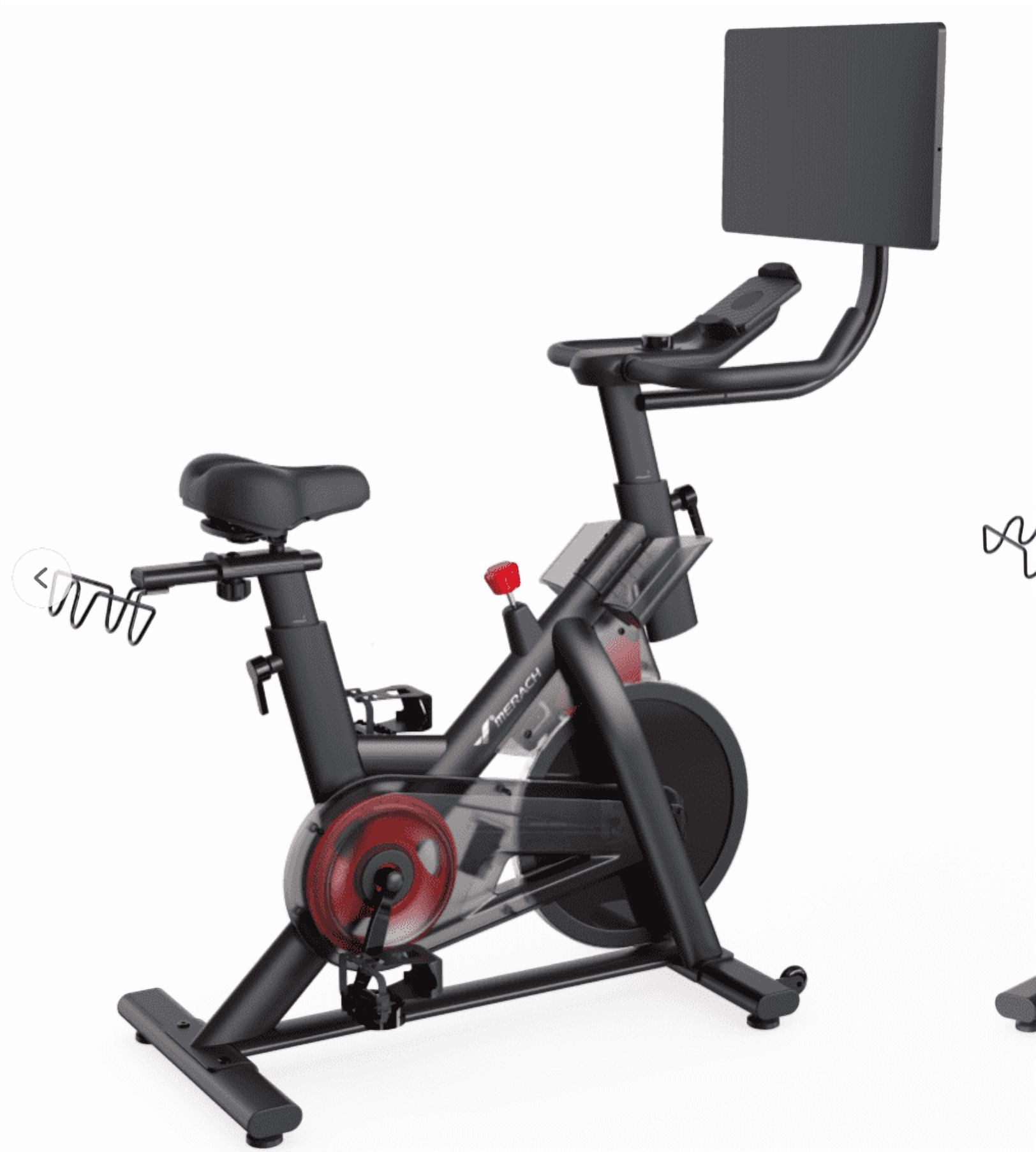 MERACH Exercise Bike with 21.5’’ screen & App Connectivity, Magnetic Indoor Cycling Bike with 16-Level Electric Resistance & 350 lbs Capacity, Quiet Exercise Bike for Home Gym, Weight Loss