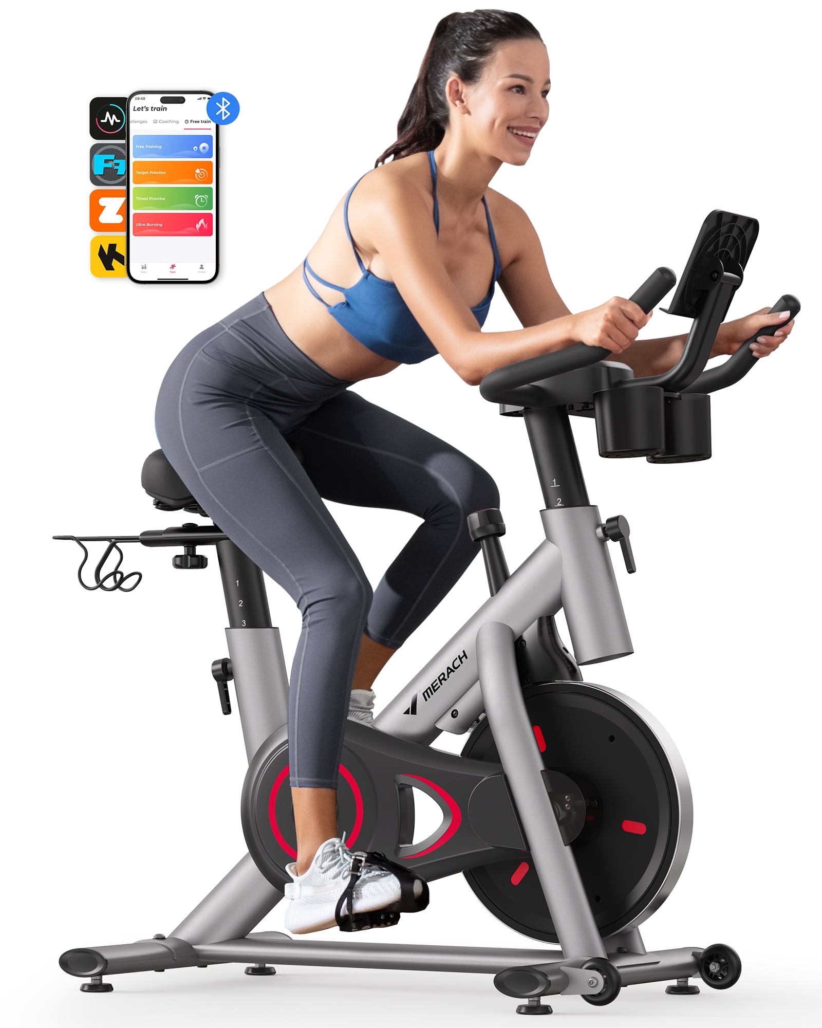 MERACH Exercise Bike Magnetic Home Stationary Bike with Free App Quiet Indoor Cycling Bike with 270lbs Weight Capacity Dumbbell Rack - Walmart.com MERACH Exercise Bike Magnetic Home Stationary Bike with Free App Quiet Indoor Cycling Bike with 270lbs Weight Capacity Dumbbell Rack - Walmart.com