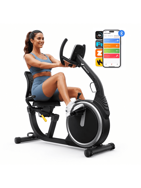 Exercise Bike, Recumbent Bike for Home Seniors Adults with Smart Bluetooth and Exclusive App, LCD, Heart Rate Handle