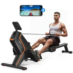 MERACH Indoor Magnetic Resistance Rowing Machine, Foldable, 350lbs Capacity, 16 Levels, Bluetooth Compatible Quiet Workout Cardio & Full-Body Training