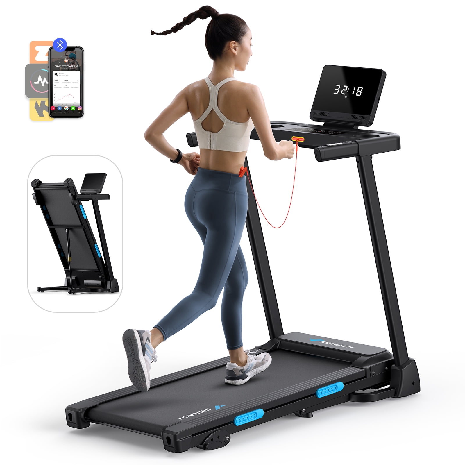 MERACH Foldable Walking Treadmill with 6 Incline 2 Barbados Ubuy