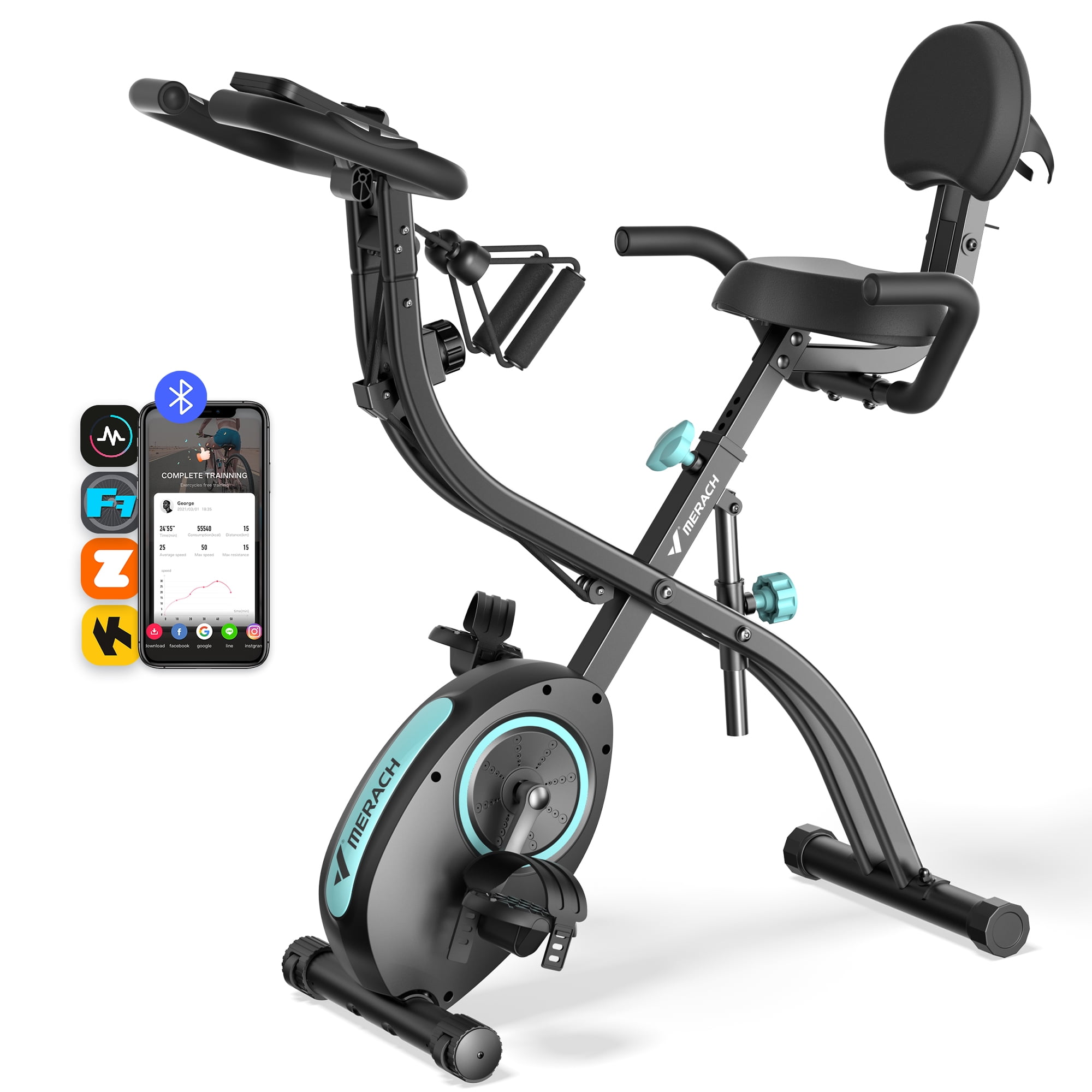 $107.80 FS Walmart by MERACH Folding Exercise Bike, 4 in 1 Magnetic Upright Bike with 16 Levels of Resistance for Home Indoor Cardio Workout Max Weight 300 lbs