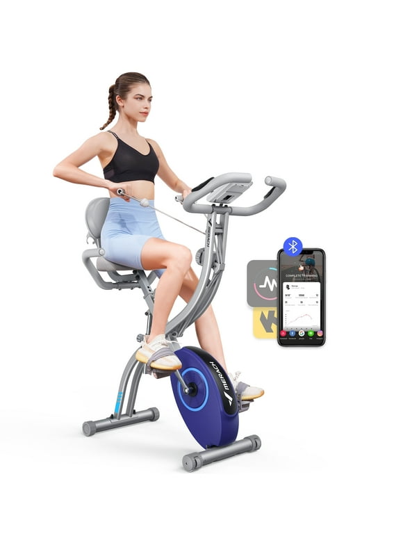 MERACH Folding Exercise Bike Magnetic Upright Bike with 16 Levels of Resistance For Home S15