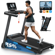 MERACH Folding Treadmill with 15% Auto Incline, Fitness Treadmill for Home with APP, 300 lbs Capacity