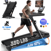 MERACH Folding Treadmill with 18% Auto Incline, 3.5HP Treadmill with Wide Belt, 350lbs Capacity, App Control
