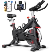 MERACH Exercise Bike Indoor Stationary Cycling Bike with 350lbs Weight Capacity 100 Resistance with LED Monitor Free APP Silent Belt Drive and Comfortable Seat Cushion for Cardio Workout