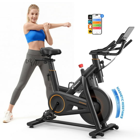 MERACH Exercise Bike for Home, 40LB Flywheel Magnetic Resistance Stationary Bike with Silent Belt Drive, Smart APP Bluetooth Connectivity, Indoor Cycling Bike for Full-Body Workout