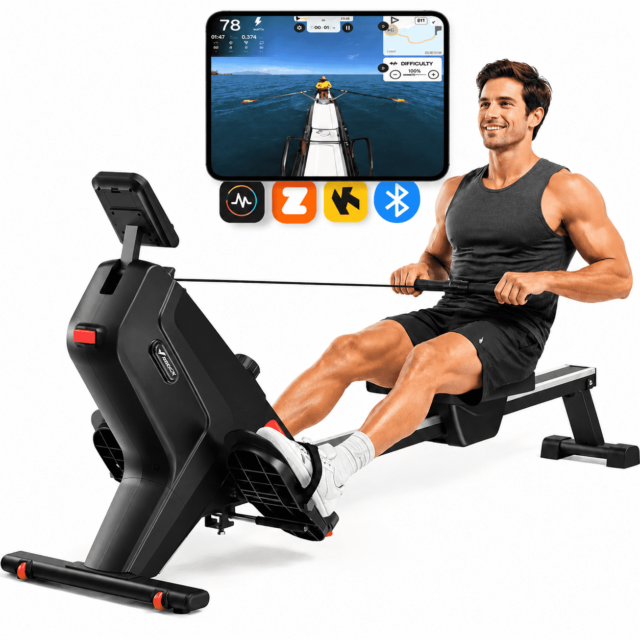 MERACH Magnetic Rowing Machines 350lbs Weight Capacity, Indoor Foldable with 16 Levels Resistance for Home Workout