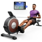 MERACH Magnetic Rowing Machine 350lbs Weight Capacity, 16 Levels of Quiet Resistance, Bluetooth Rowing Machine for Home Workout