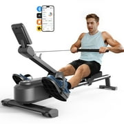 MERACH Magnetic Rowing Machine with 16 Levels, 350 lbs Weight Capacity, Silent Operation, Bluetooth App Support for Full-Body Home Fitness & Weight Loss