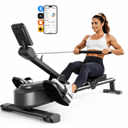MERACH Magnetic Rowing Machine with 16 Levels, 350 lbs Weight Capacity, Silent Operation, Bluetooth App Support for Full