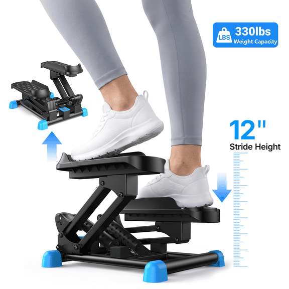 MERACH 3-in-1 Mini Stair Climber, Stair Stepper Workout Machine with Resistance Bands, Elliptical Climber, Health & Fitness Cardio Exercise Climber for Home Workouts