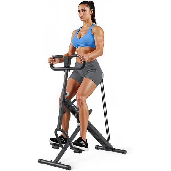 MERACH R07 Squat Rowing 2-in-1 Machine Foldable Home Workout Equipment, Glute & Leg Trainer with LCD Display & Resistance Bands