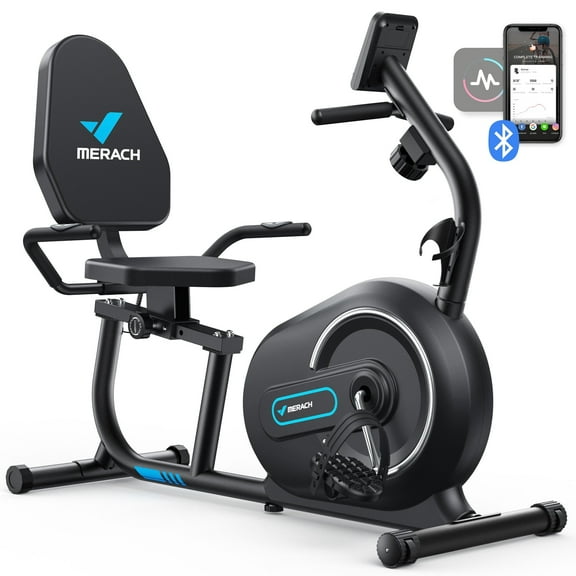 MERACH Recumbent Exercise Bikes for Home Sit Down Stationary Bicycle Magnetic 8 Levels Resistance Indoor Cycling Bike with Free APP