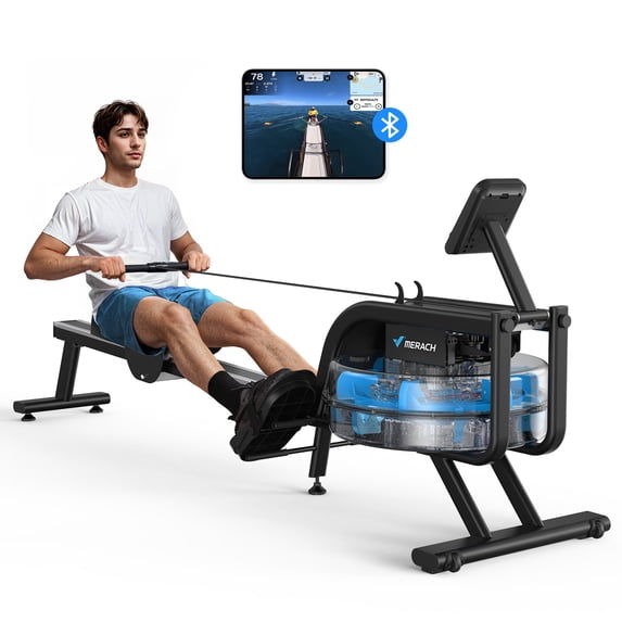 Merax Water Rower MERACH R10 Indoor Exercise Rower, 350 lbs Capacity, LCD Monitor, Tablet ...