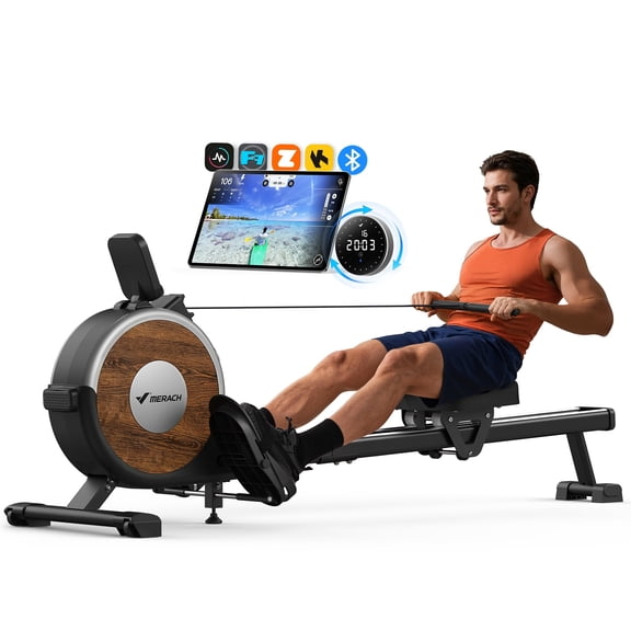 MERACH Rowing Machine, 16 levels of Quiet Magnetic Smart Auto Resistance, 350 lbs Weight Capacity Rower Machine for Home Workout Use