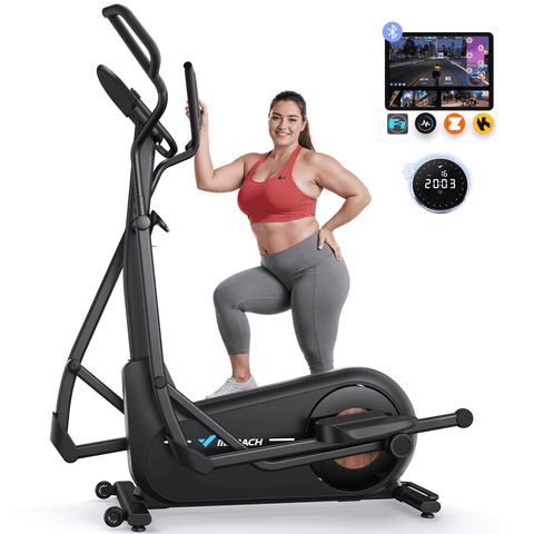 MERACH Self-Powered Elliptical Machine for Home, 19” Extended Stride, Smart Auto Resistance for Efficient Calorie Burn, 400 lb Capacity, No Plug Needed, Quiet Cardio Trainer