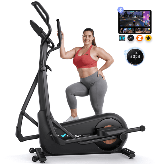 MERACH Self-Powered Elliptical Machine, 16 Levels Smart Auto Resistance, 400 lbs Capacity, Quiet Cardio Equipment with LCD & App Sync for Home Use
