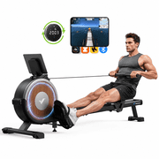 MERACH Self-Powered Rowing Machine, Magnetic Rower for Home Use, 16 Levels of Quiet Resistance, Dual Slide Rail, App Com