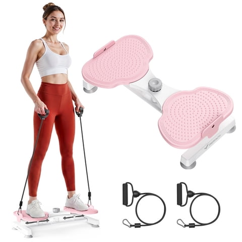 MERACH Slim Waist Twister, Silent Ab Toner for Women, 300 lbs Capacity, Core Workout Board for Home Gym, Pink
