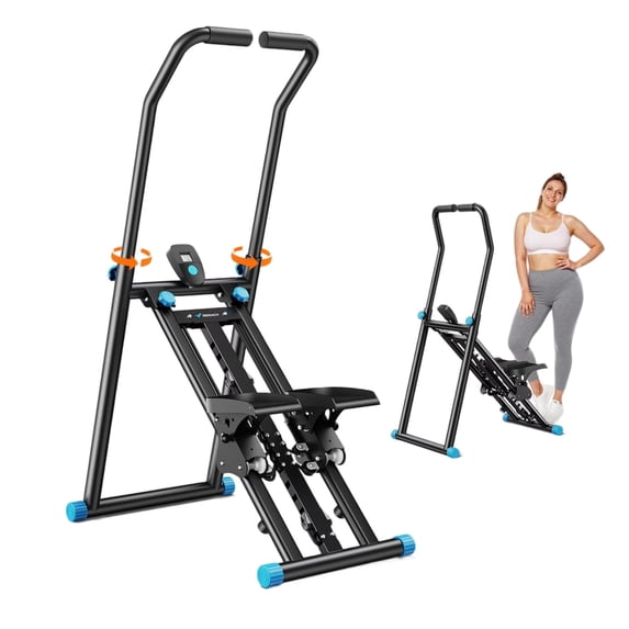 MERACH Stair Stepper Exercise Machine, Newly Upgraded 9 Levels Resistance Adjustable Climber, Compact Foldable Full-Body Workout Stepper Home Cardio Exercise Equipment