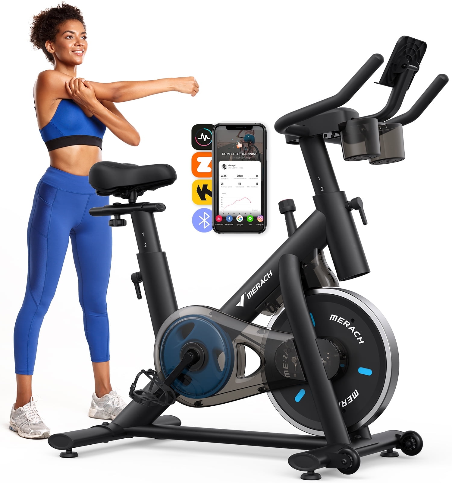 KURONO Stationary Exercise Bike for Home Workout Folding Indoor Cycling Bike for Seniors 330LB Capacity 16 Level Magnetic Resistance Seat Backrest Adjustments Walmart