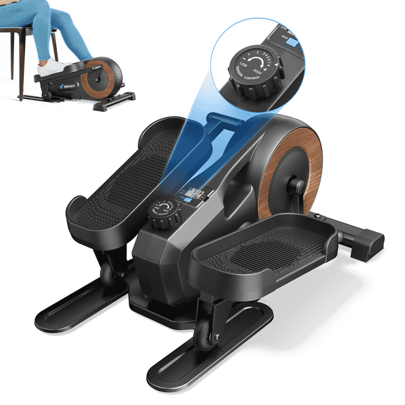 MERACH Under Desk Elliptical Machine, 8-Level Magnetic Resistance, 2-in-1 Seated & Standing Mini Elliptical with LCD Monitor, Quiet Compact Pedal Exerciser for Home Office